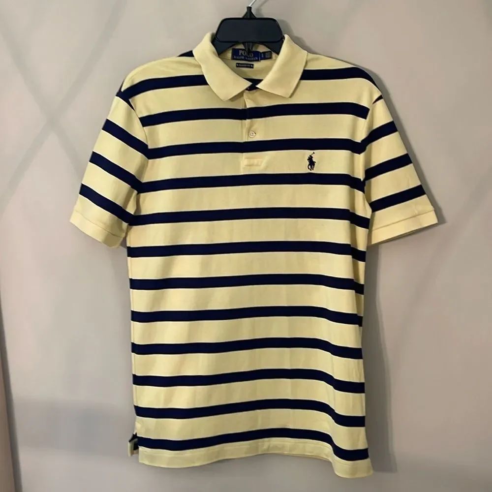 Polo Ralph Lauren Classic Fit Men’s SP - Small Petite Yellow with Navy Stripe